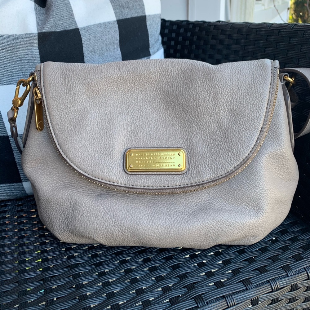 Marc Jacobs Leather Crossbody Satchel - stone